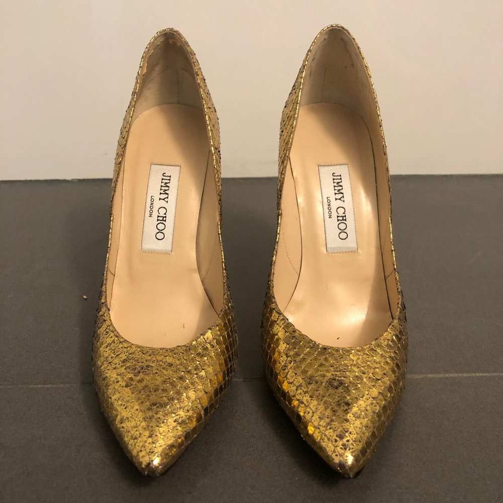 Jimmy Choo 100 Love Pumps - Pointed Toe, Gold